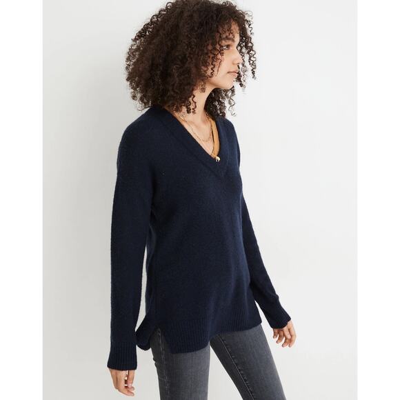 Madewell Bartlett V-Neck Coziest Yarn Sweater Blue Small Oversized Soft Knit - Picture 1 of 8